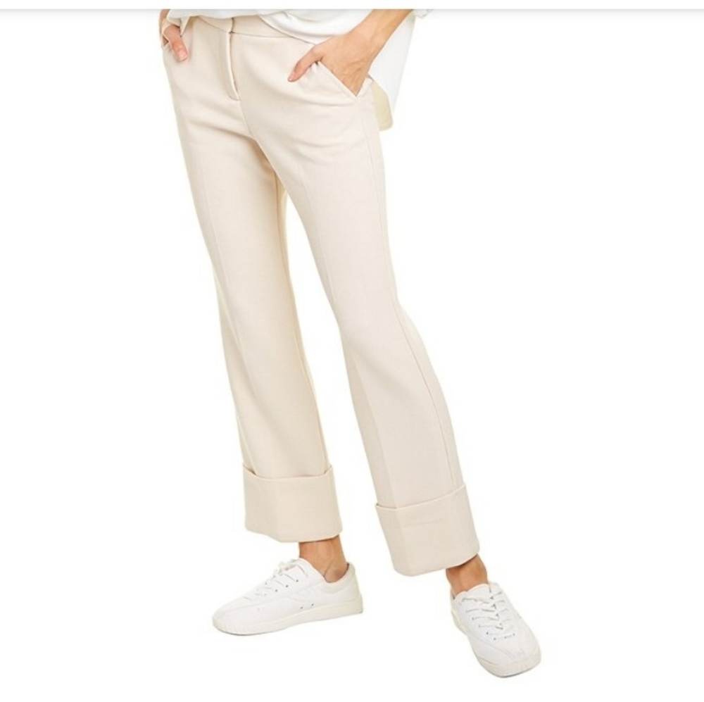Trina turk cream banshee cuff hem flare pants bnwt size 0